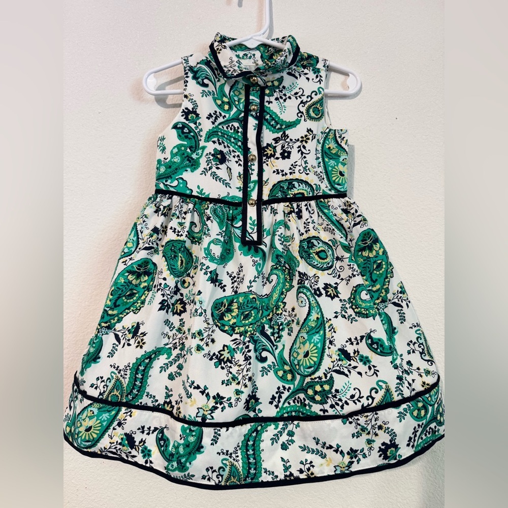 Janie and Jack 18-24 Months Baby Girl Green Floral Paisley Satin Dress - Picture 3 of 6